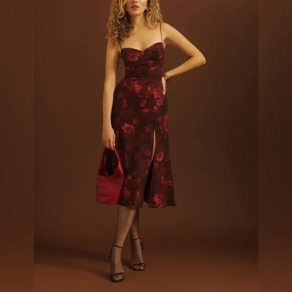 reformation juliette dress in sanguine | midi dress | size 4 - Picture 1 of 8